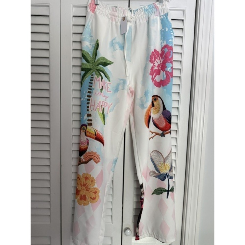 L509 Loowie Toucan Frida Make Today Happy Print Pants One Size
